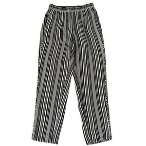 Chicos Black Striped Pull On Pants‎ Tapered Leg Trousers Office Size 2 (00R)